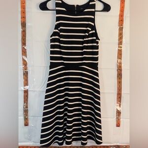 White House Black Market Black & White Striped Fit & Flare Dress Size 2